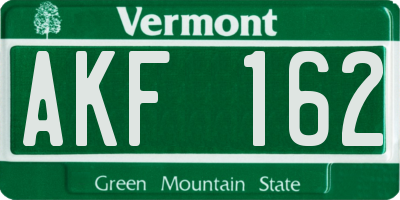 VT license plate AKF162