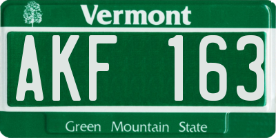 VT license plate AKF163