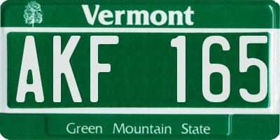VT license plate AKF165