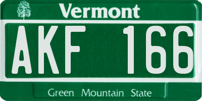 VT license plate AKF166