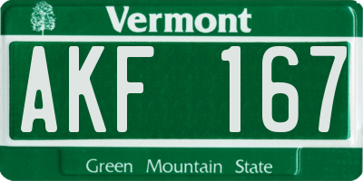 VT license plate AKF167