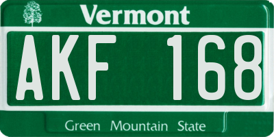 VT license plate AKF168