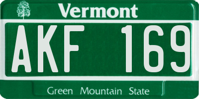 VT license plate AKF169
