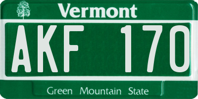 VT license plate AKF170