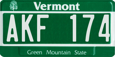 VT license plate AKF174