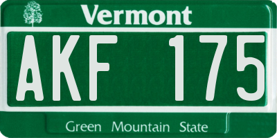 VT license plate AKF175