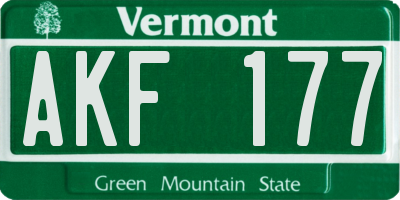 VT license plate AKF177