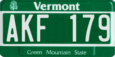 VT license plate AKF179