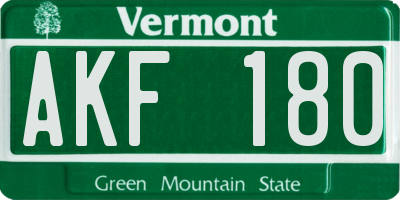 VT license plate AKF180