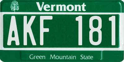 VT license plate AKF181