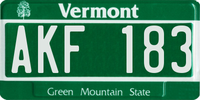VT license plate AKF183