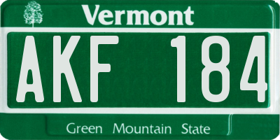VT license plate AKF184