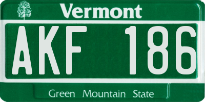 VT license plate AKF186