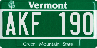 VT license plate AKF190