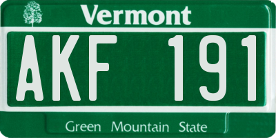 VT license plate AKF191