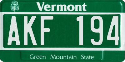 VT license plate AKF194