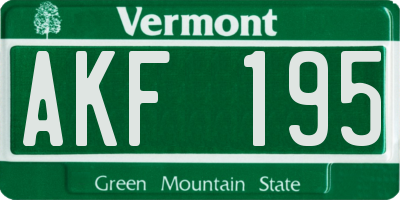 VT license plate AKF195