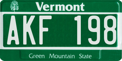 VT license plate AKF198