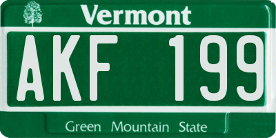 VT license plate AKF199