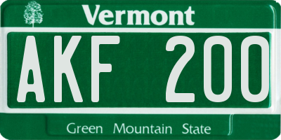 VT license plate AKF200