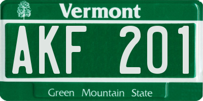 VT license plate AKF201