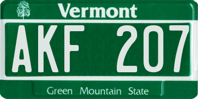 VT license plate AKF207