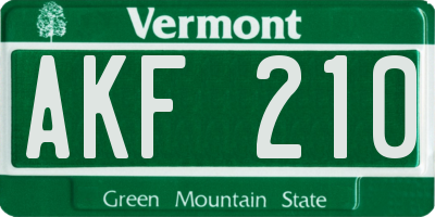 VT license plate AKF210