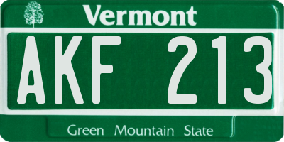 VT license plate AKF213