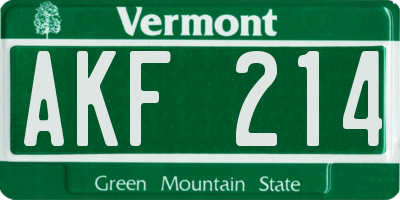 VT license plate AKF214
