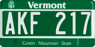 VT license plate AKF217