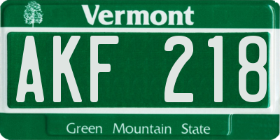 VT license plate AKF218