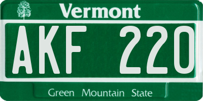 VT license plate AKF220