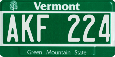VT license plate AKF224