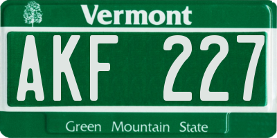 VT license plate AKF227