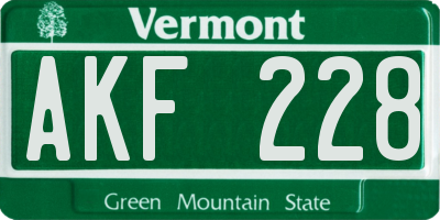 VT license plate AKF228