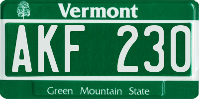 VT license plate AKF230