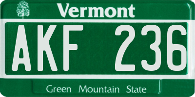 VT license plate AKF236