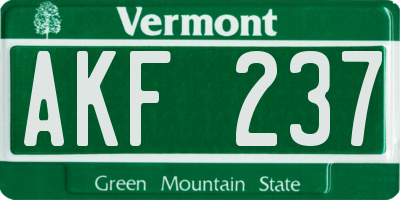 VT license plate AKF237