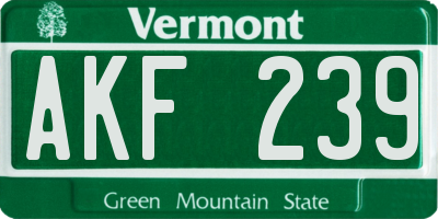 VT license plate AKF239