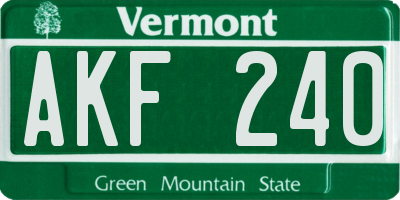 VT license plate AKF240