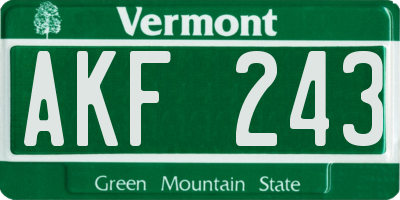 VT license plate AKF243