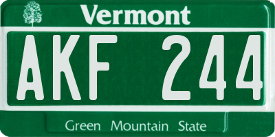 VT license plate AKF244