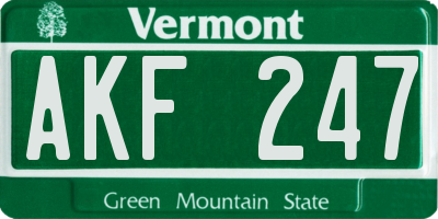 VT license plate AKF247