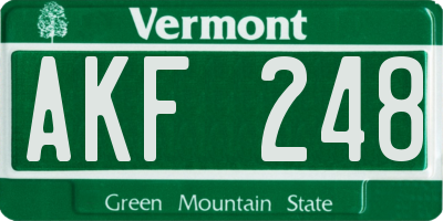 VT license plate AKF248