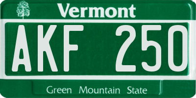 VT license plate AKF250