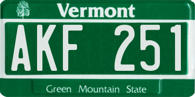 VT license plate AKF251