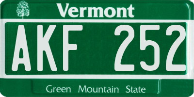 VT license plate AKF252