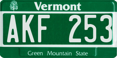 VT license plate AKF253