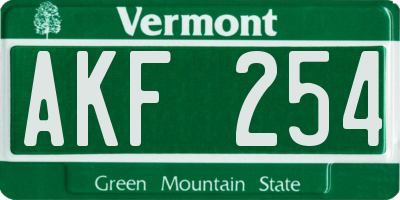 VT license plate AKF254