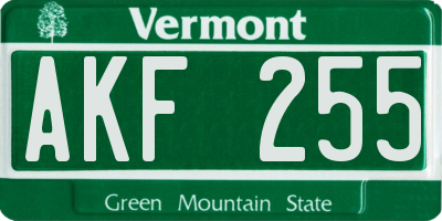 VT license plate AKF255